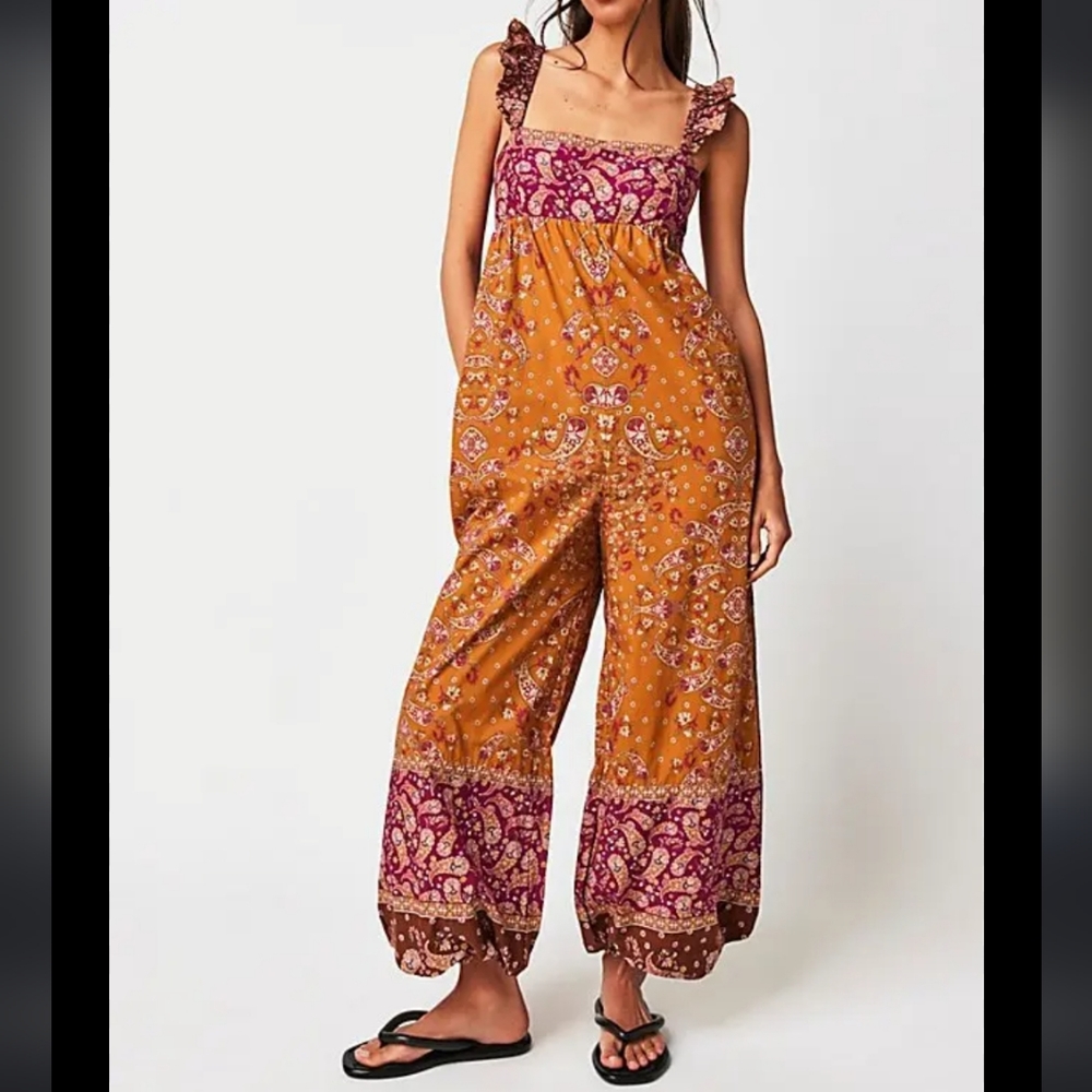 🆕 Free People Paisley Print Jumpsuit - Picture 1 of 4